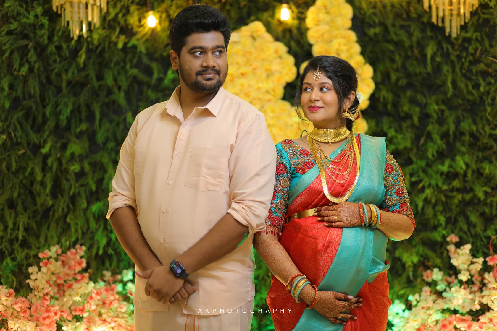 Traditional Seemantham Photoshoot in Coimbatore: Capturing Precious Moments with AK Photography