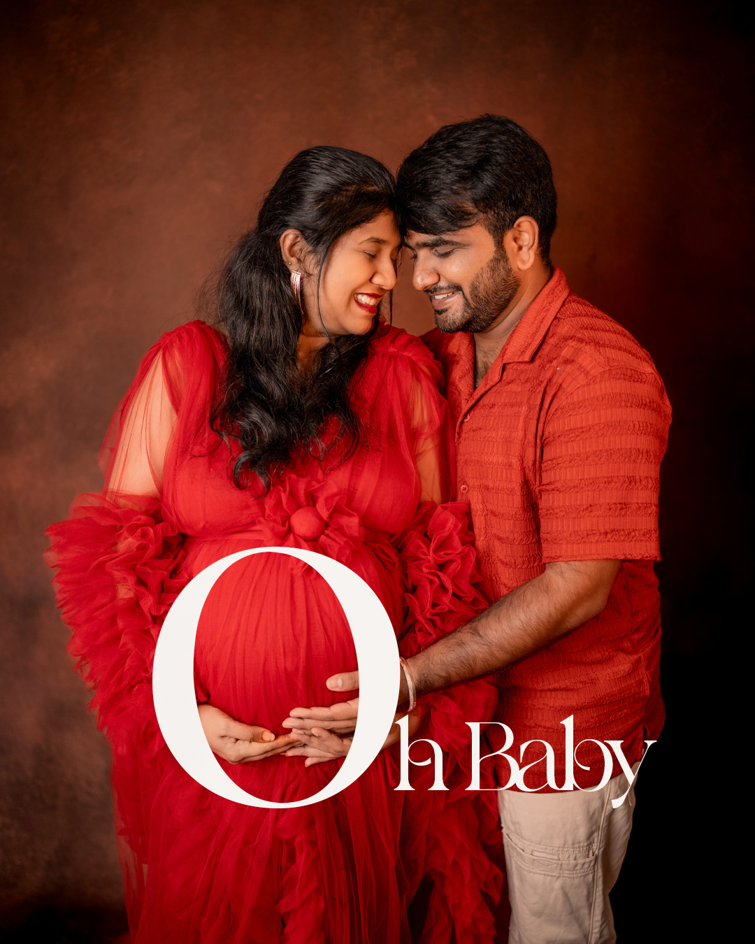 Couple embracing baby bump during maternity shoot in Sulur Coimbatore by AK Photography
