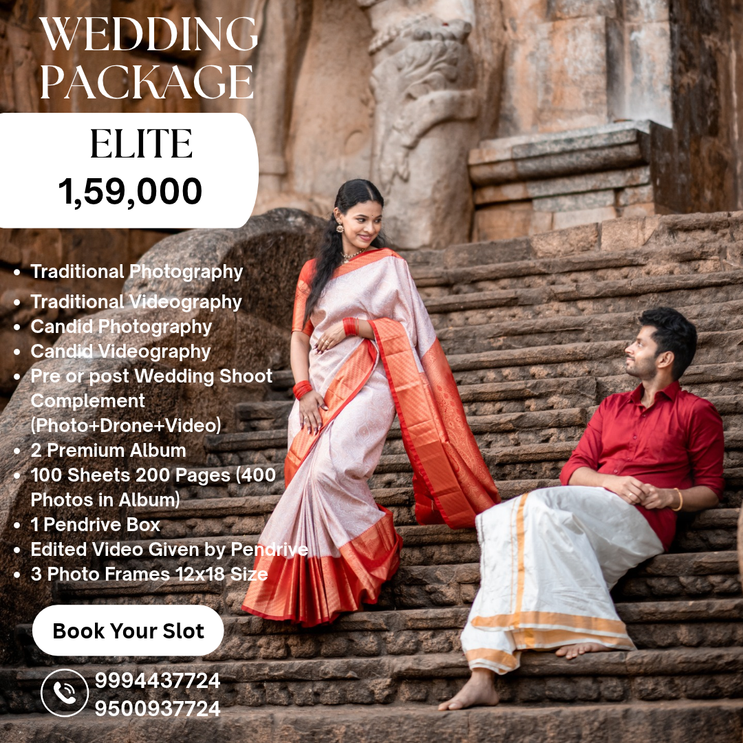 Gold Elegant Wedding Photography Package Coimbatore