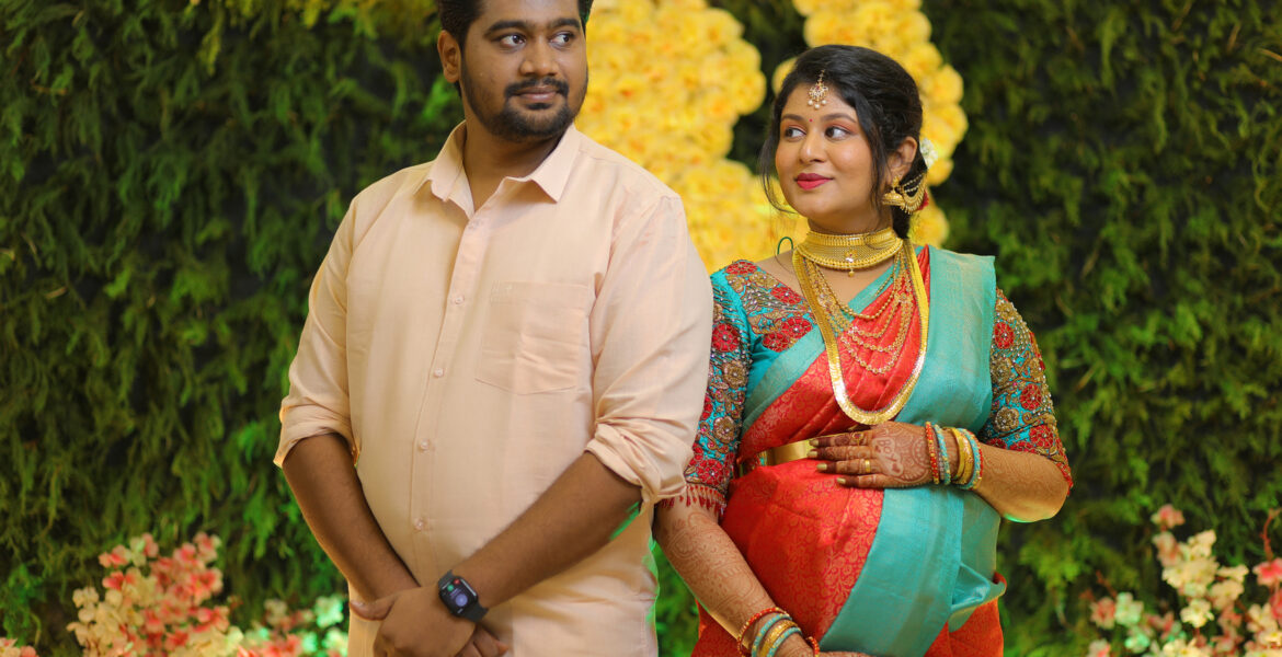 Baby Shower Photoshoot in Coimbatore Capturing Vijai and Merisha's Precious Moments