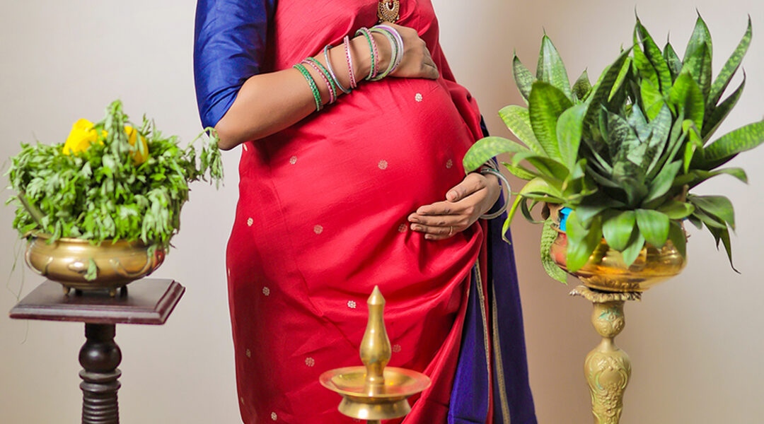 Baby Shower Photoshoot: Celebrating South Asian Traditions in a Tender Maternity Portrait