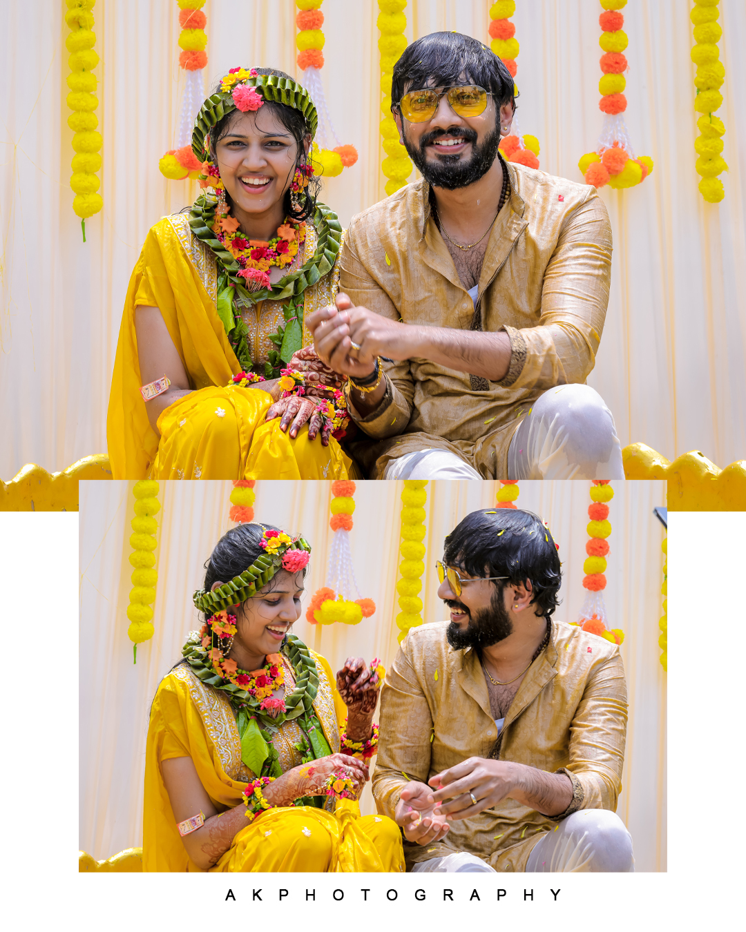 Haldi Function Photography Varsini & Vinod's Golden Moments by AK Photography