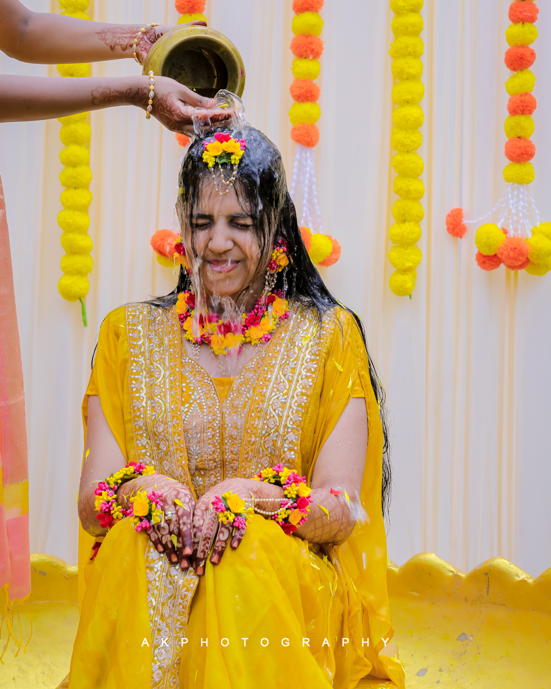 Haldi Function Photography Varsini & Vinod's Golden Moments by AK Photography