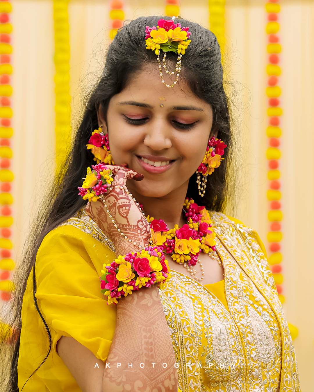Haldi Function Photography Varsini & Vinod's Golden Moments by AK Photography